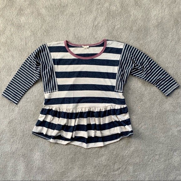 Oddy Navy & Oatmeal Striped Peplum - Picture 2 of 9